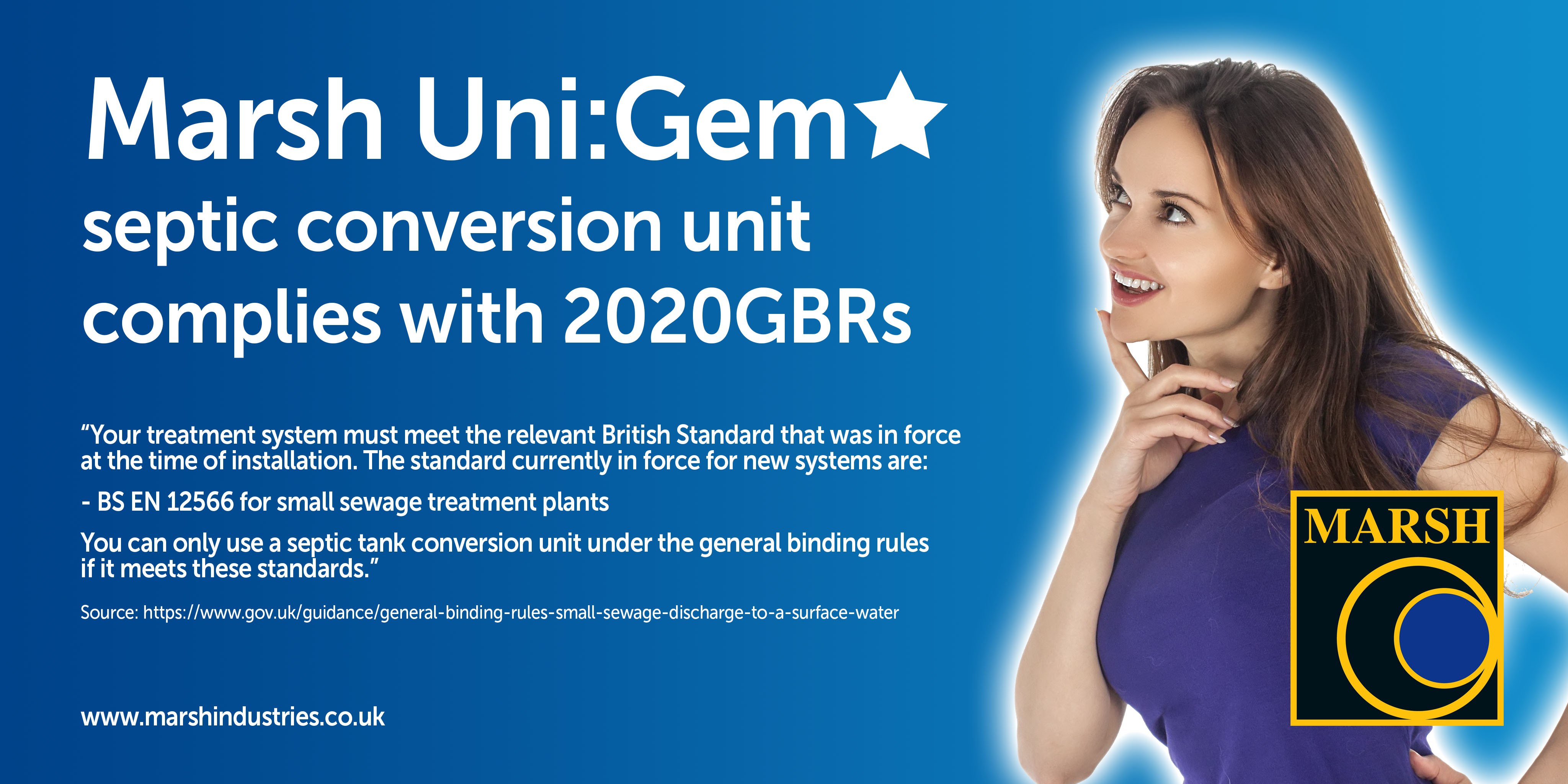 Marsh Uni:Gem STAR septic conversion unit complies with 2020 general binding rules